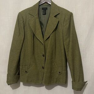 R- Q-T Olive Green Raised Textured Blazer Jacket 16